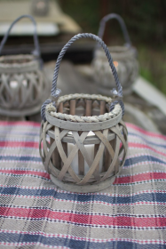 GREY WILLOW VOTIVE LANTERN WITH GLASS