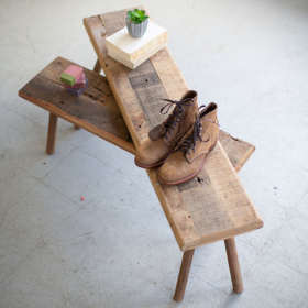 Set Of Two Recycled Wood Accent Benches