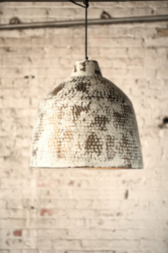 Rustic White Metal Pendant Light 21"D X 20"T