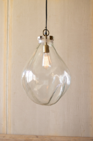 Glass Teardrop Pendant Light 14" X 14" X 19"T