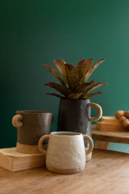 Set Of Three  Ceramic Vases With Ring Handles