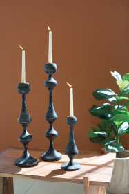 SET OF THREE METAL CANDLE TOWERS