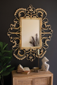 ORNATE RATTAN FRAMED MIRROR