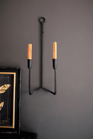 FORGED IRON DOUBLE TAPER WALL SCONCE