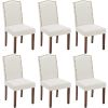 Dining Chairs Set of 6, High-end Upholstered Leather Dining Room Chair with Nailhead Trim and Wood Legs, Dining Room Kitch