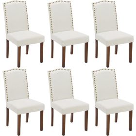 Dining Chairs Set of 6, High-end Upholstered Leather Dining Room Chair with Nailhead Trim and Wood Legs, Dining Room Kitch