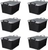 Multi Purpose 55 Quart Stackable Storage Container with Secure Snapping Lids and Built In Handle for Home Organizatio