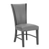 2pc Contemporary Glam Upholstered Dining Side Chair Padded Plush Gray Fabric Upholstery Rich Black Color Wooden Furniture