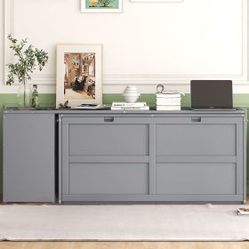 Queen Size Murphy Bed with Rotable Desk, Gray Queen Size Murphy Bed with Rotable Desk, Gray