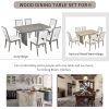 TREXM Wood Dining Table Set for 6, Farmhouse Rectangular Dining Table and 6 Upholstered Chairs Ideal for Dining Room, Kitchen (Grey+Beige)