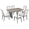 TREXM Wood Dining Table Set for 6, Farmhouse Rectangular Dining Table and 6 Upholstered Chairs Ideal for Dining Room, Kitchen (Grey+Beige)