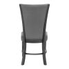 2pc Contemporary Glam Upholstered Dining Side Chair Padded Plush Gray Fabric Upholstery Rich Black Color Wooden Furniture