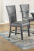 2pc Contemporary Glam Upholstered Dining Side Chair Padded Plush Gray Fabric Upholstery Rich Black Color Wooden Furniture