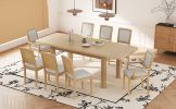 TOPMAX Rustic Extendable 84inch Dining Table Set with 24inch Removable Leaf , 6 Upholstered Armless Dining Chairs and 2 Padded Arm Chairs, 9 Pieces, N