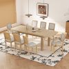 TOPMAX Rustic Extendable 84inch Dining Table Set with 24inch Removable Leaf , 6 Upholstered Armless Dining Chairs and 2 Padded Arm Chairs, 9 Pieces, N