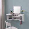 Wall Mount Ledge w/ Vanity Mirror - Transitional Style - White