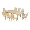 TOPMAX Rustic Extendable 84inch Dining Table Set with 24inch Removable Leaf , 6 Upholstered Armless Dining Chairs and 2 Padded Arm Chairs, 9 Pieces, N