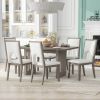 TREXM Wood Dining Table Set for 6, Farmhouse Rectangular Dining Table and 6 Upholstered Chairs Ideal for Dining Room, Kitchen (Grey+Beige)