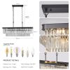 Chandeliers,Rectangular Crystal Chandelier Adjustable,E12 Modern Industrial Crystal Lights,Farmhouse Iron Ceiling Hanging Light for Kitchen Living Roo