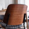 A&A Furniture, Dining Chairs Set of 2 Mid Century Modern Retro Faux Leather Chair with Walnut Bentwood Back Upholstered Seat Metal Legs Adjustable Foo