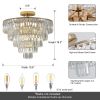 (Same as W1340102252/L5001) Gold Crystal Chandeliers,5-Tier Round Semi Flush Mount Chandelier Light Fixture,Large Contemporary Luxury Ceiling Lighting