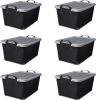 Multi Purpose 55 Quart Stackable Storage Container with Secure Snapping Lids and Built In Handle for Home Organizatio