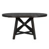 TREXM 5-Piece Retro Functional Dining Set with Extendable Round Table with Removable Middle Leaf and 4 Upholstered Chairs for Dining Room and Living R