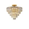 (Same as W1340102252/L5001) Gold Crystal Chandeliers,5-Tier Round Semi Flush Mount Chandelier Light Fixture,Large Contemporary Luxury Ceiling Lighting