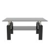 Rectangle Black Glass Coffee Table, Clear Coffee Table,Modern Side Center Tables for Living Room, Living Room Furniture