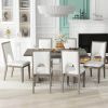 TREXM Wood Dining Table Set for 6, Farmhouse Rectangular Dining Table and 6 Upholstered Chairs Ideal for Dining Room, Kitchen (Grey+Beige)