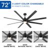 72 in. Integrated LED Indoor Black Windmill Ceiling Fan With DC Motor, Remote Control