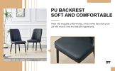 Large modern minimalist rectangular dining table with 0.39 "imitation marble black tabletop and golden metal legs, paired with chairs with PU cushions