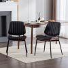 A&A Furniture, Dining Chairs Set of 2 Mid Century Modern Retro Faux Leather Chair with Walnut Bentwood Back Upholstered Seat Metal Legs Adjustable Foo