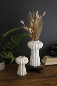 SET OF TWO ORGANIC WHITE CERAMIC VASES