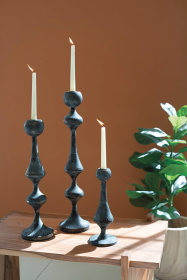 SET OF THREE METAL CANDLE TOWERS