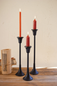 Set Of Three Metal Taper Candle Stands - Black