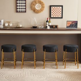 24" Tall, Round Bar Stools, Set of 2 - Contemporary upholstered dining stools for kitchens, coffee shops and bar stores - Includes sturdy hardware sup