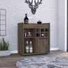 Lyon Bar Cabinet; Six Cubbies; Cabinet With Divisions; Two Concealed Shelves -Dark Walnut