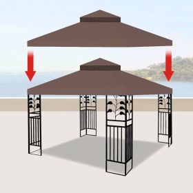 10x10 Ft Outdoor Patio Gazebo Replacement Canopy; Double Tiered Gazebo Tent Roof Top Cover Only(Frame Not Include)