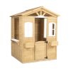 Wooden Playhouse for Kids Outdoor with Working Door, Windows, Mailbox, Flowers Pot Holder, 39" x 38" x 55.5"