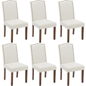 Dining Chairs Set of 6, High-end Upholstered Leather Dining Room Chair with Nailhead Trim and Wood Legs, Dining Room Kitch