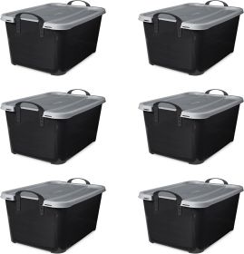 Multi Purpose 55 Quart Stackable Storage Container with Secure Snapping Lids and Built In Handle for Home Organizatio