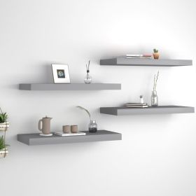 Floating Wall Shelves 4 pcs Gray 23.6"x9.3"x1.5" MDF