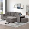 104" Modern L-Shape 3 Seat Reversible Sectional Couch, Pull Out Sleeper Sofa with Storage Chaise and 2 Stools for Living Room Furniture Set,Knox Charc