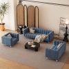 Modern 3-piece sofa set with solid wood legs, buttoned tufted backrest, Dutch fleece upholstered sofa set including three-seater sofa, double seat and