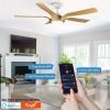 YUHAO 56 in.Farmhouse Integrated LED Faux Wood White Smart Ceiling Fan with Remote Control and DC Motor