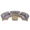 [VIDEO provided] U_Style 6 - Person Fan-shaped Rattan Suit Combination with Cushions and Table,Suitable for Garden