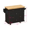 Kitchen Island Cart with Two Storage Cabinets and Two Locking Wheels,43.31 Inch Width,4 Door Cabinet and Two Drawers,Spice Rack, Towel Rack(Black)