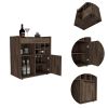 Lyon Bar Cabinet; Six Cubbies; Cabinet With Divisions; Two Concealed Shelves -Dark Walnut