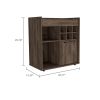 Lyon Bar Cabinet; Six Cubbies; Cabinet With Divisions; Two Concealed Shelves -Dark Walnut